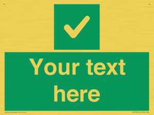 Custom green background, green square with tick sign